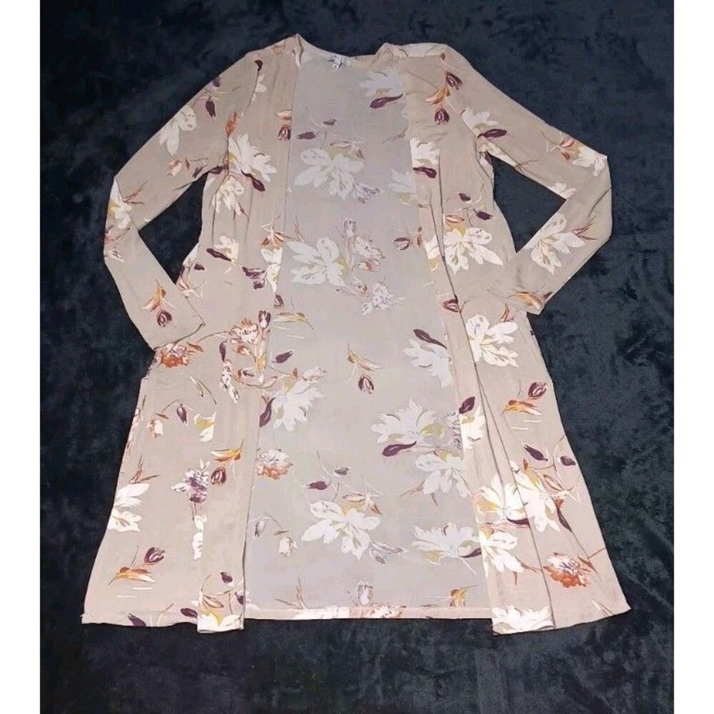 Iris Longline Open Front Mesh Kimono Cardigan Duster M Floral Romantic Whimsy